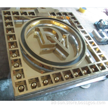 Gold Eletroplate Outdoor Stainless Steel Logo Sign for Advertising